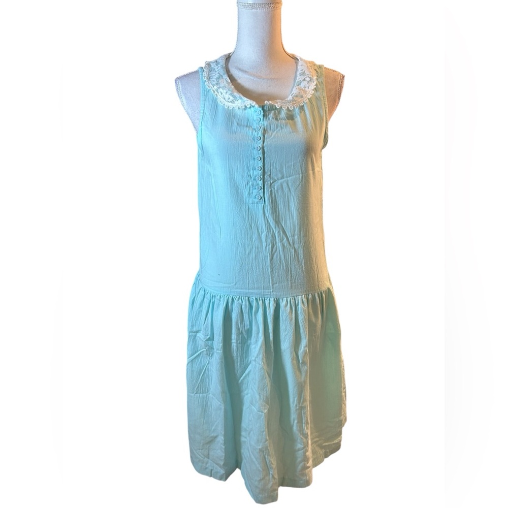 Vintage Jodi Schwartz for Bill Berman Aqua Sleeveless Dress